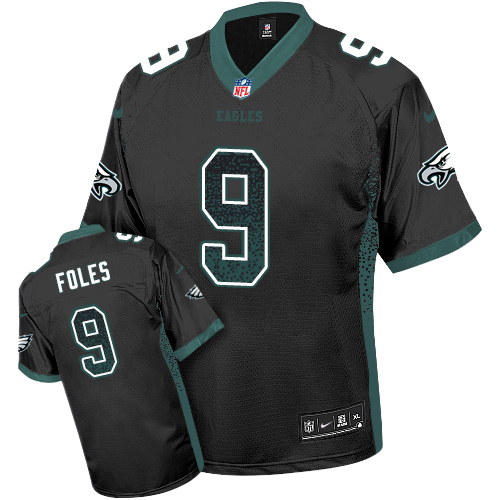 Nike Eagles #9 Nick Foles Black Alternate Men's Stitched NFL Elite Drift Fashion Jersey - Click Image to Close